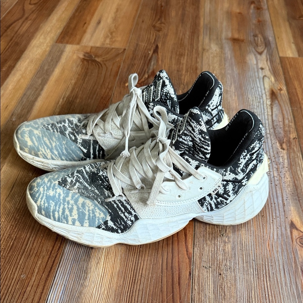 adidas Black, Cream & Light Blue Knit Lace-Up Sneakers
